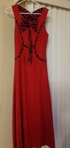 Red and black long dress- Custom made